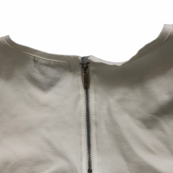 Liz Claiborne Women's Large Cream Short Sleeved Peblum Hem Top Blouse - Picture 5 of 6